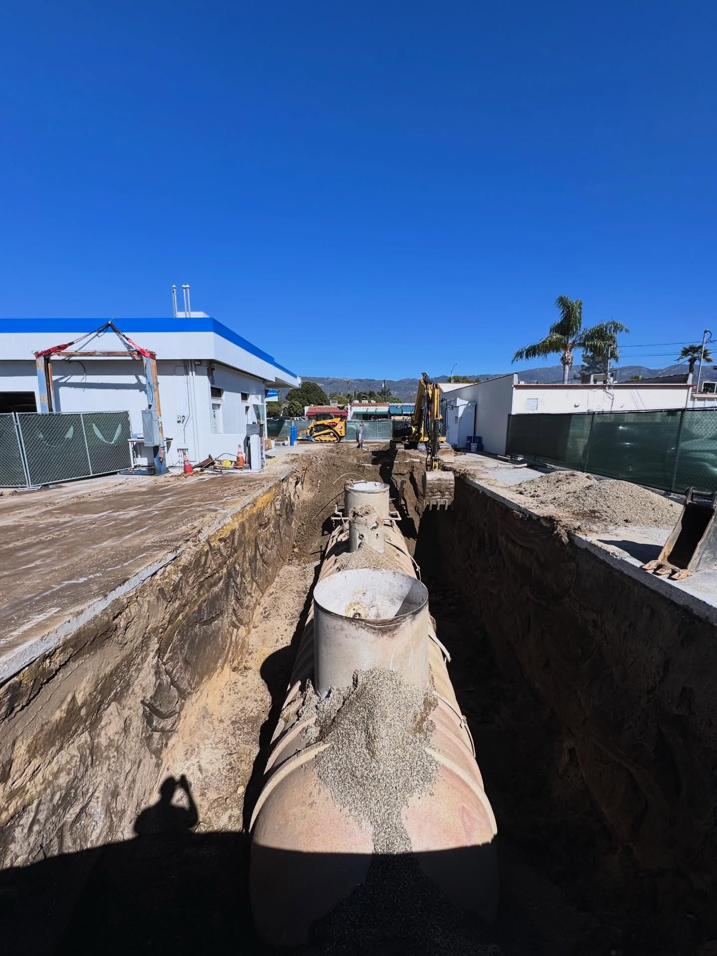 Underground fuel tank exposed during site excavation